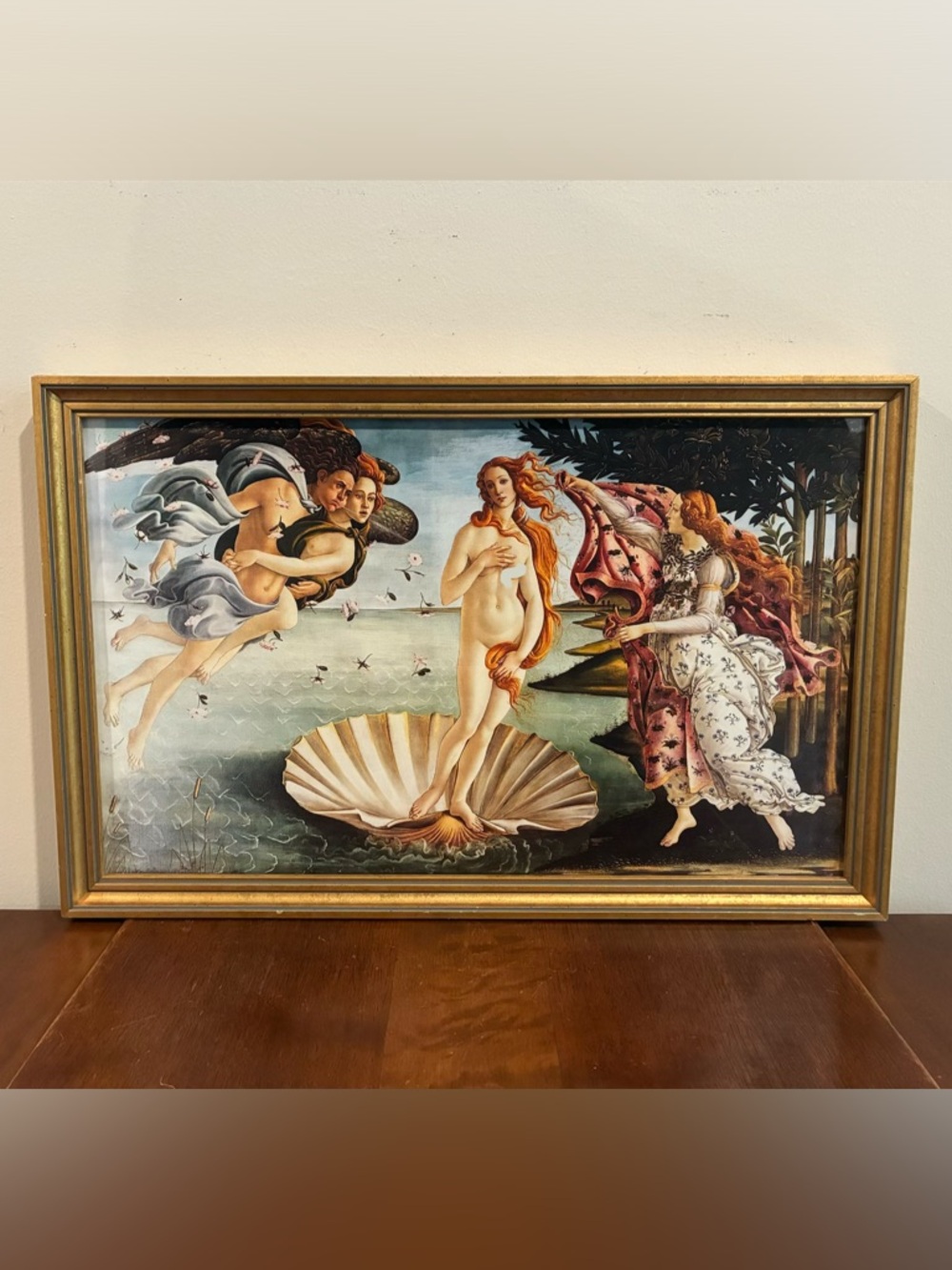 Botticelli Birth of Venus Framed Renaissance Wall Art 18x11.5 Vintage Gold Frame